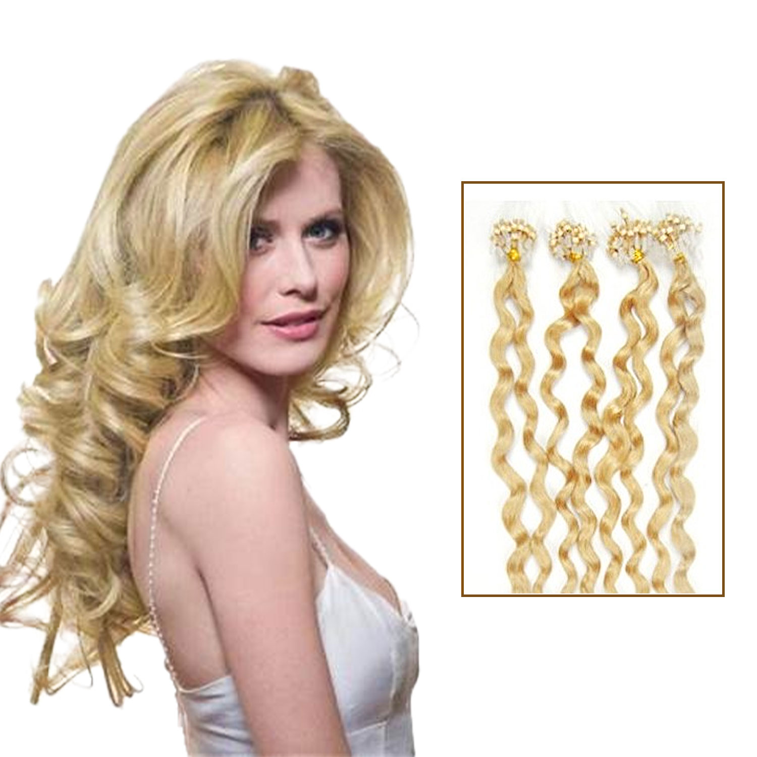 Micro Loop Curly Hair Extensions Bleach Blonde Buy Micro Loop