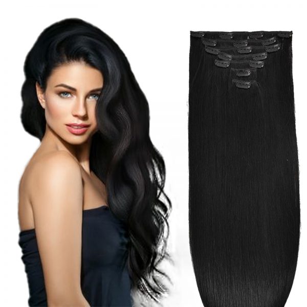 Clip In Hair Extensions Natural Black