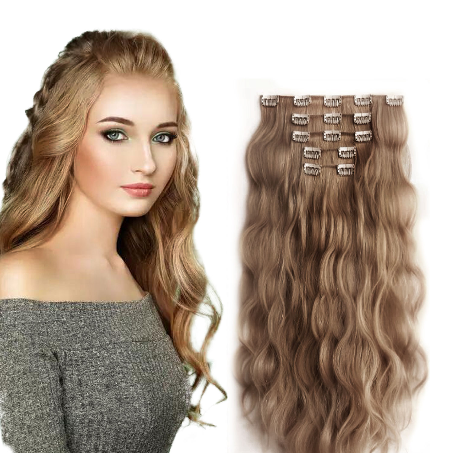 Clip In Wavy Hair Extensions Golden Brown #12 - Shop Remy Human Hair  Extensions at MheHair