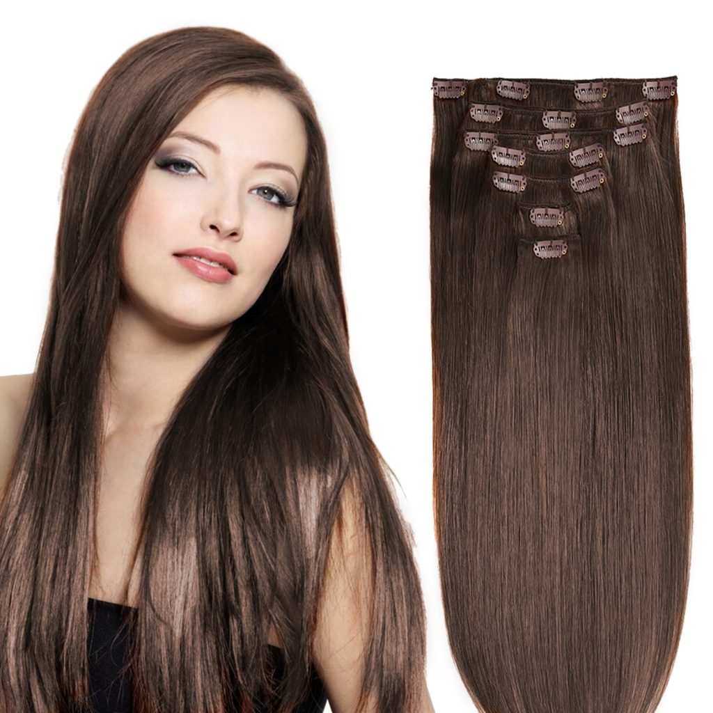 Buy Clip In Hair Extensions Medium Brown #4 Online - MheHair