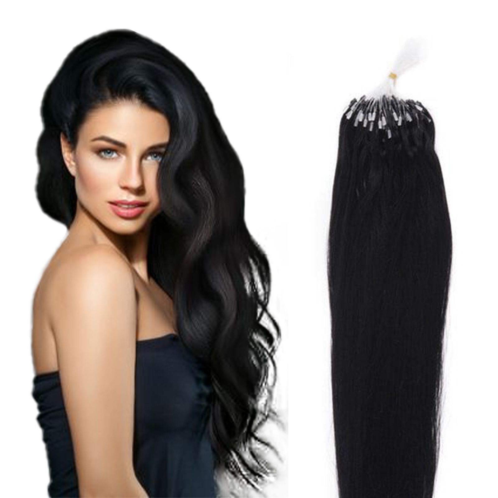 Micro Loop Hair Extensions Jet Black 1 Buy Micro Loop Hair