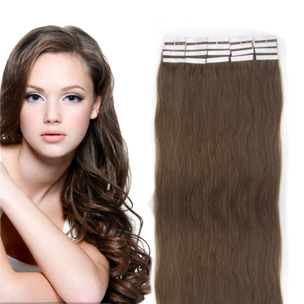 Tape In Hair Extensions Ash Brown #8 , Tape In Hair Extension Online