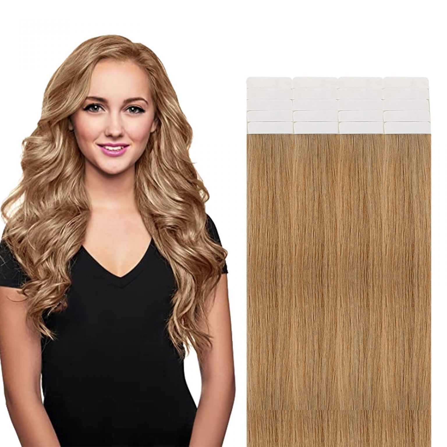 Tape In Hair Extensions Golden Blonde 16 , Tape In Hair Extension Online