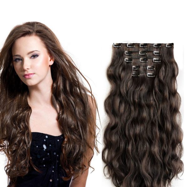 Buy Clip In Wavy Hair Extensions Dark Brown 2 Online Mhehair