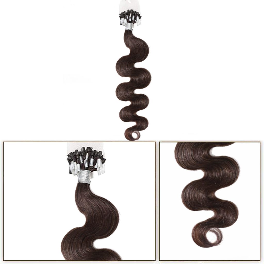 Micro Loop Wavy Hair Extensions Medium Brown 4 , Buy Micro Loop Wavy
