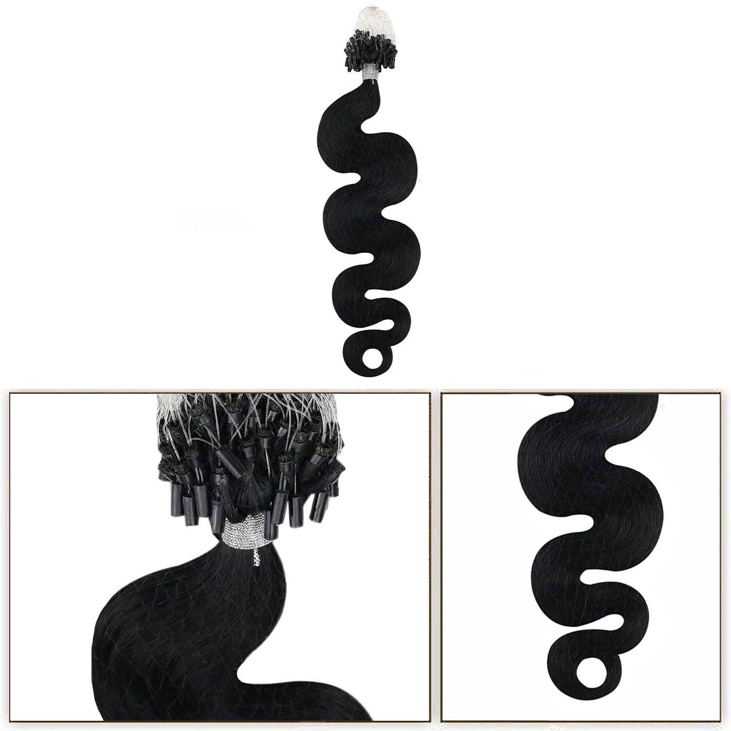 Micro Loop Wavy Hair Extensions Natural Black 1B , Buy Micro Loop Wavy Hair Extensions Natural