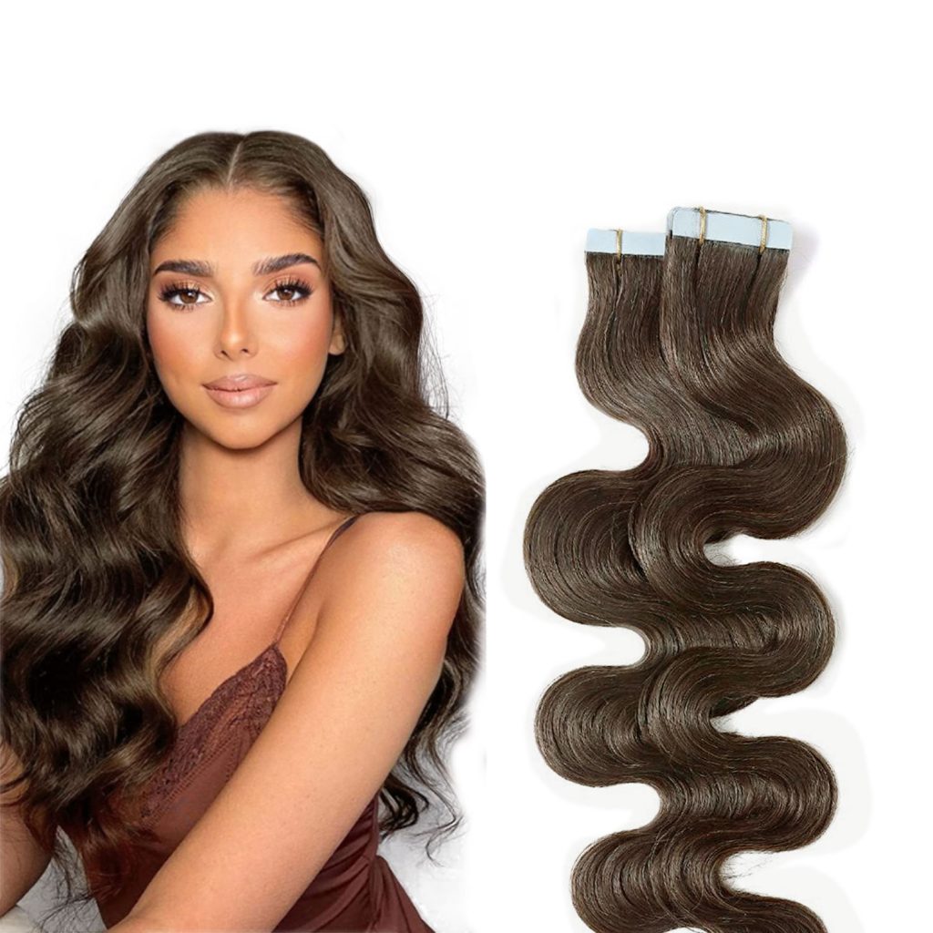 Tape In Wavy Hair Extensions Ash Brown 8 , Tape In Hair Extension Online