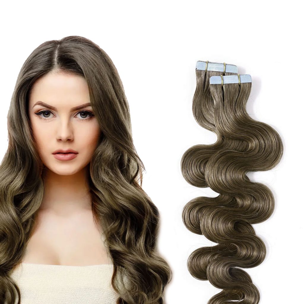 Tape In Wavy Hair Extensions Light Brown 6 , Tape In Hair Extension Online