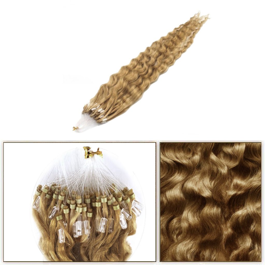 Micro Loop Curly Hair Extensions Ash Blonde 24 , Buy Micro Loop Curly Hair Extensions Ash
