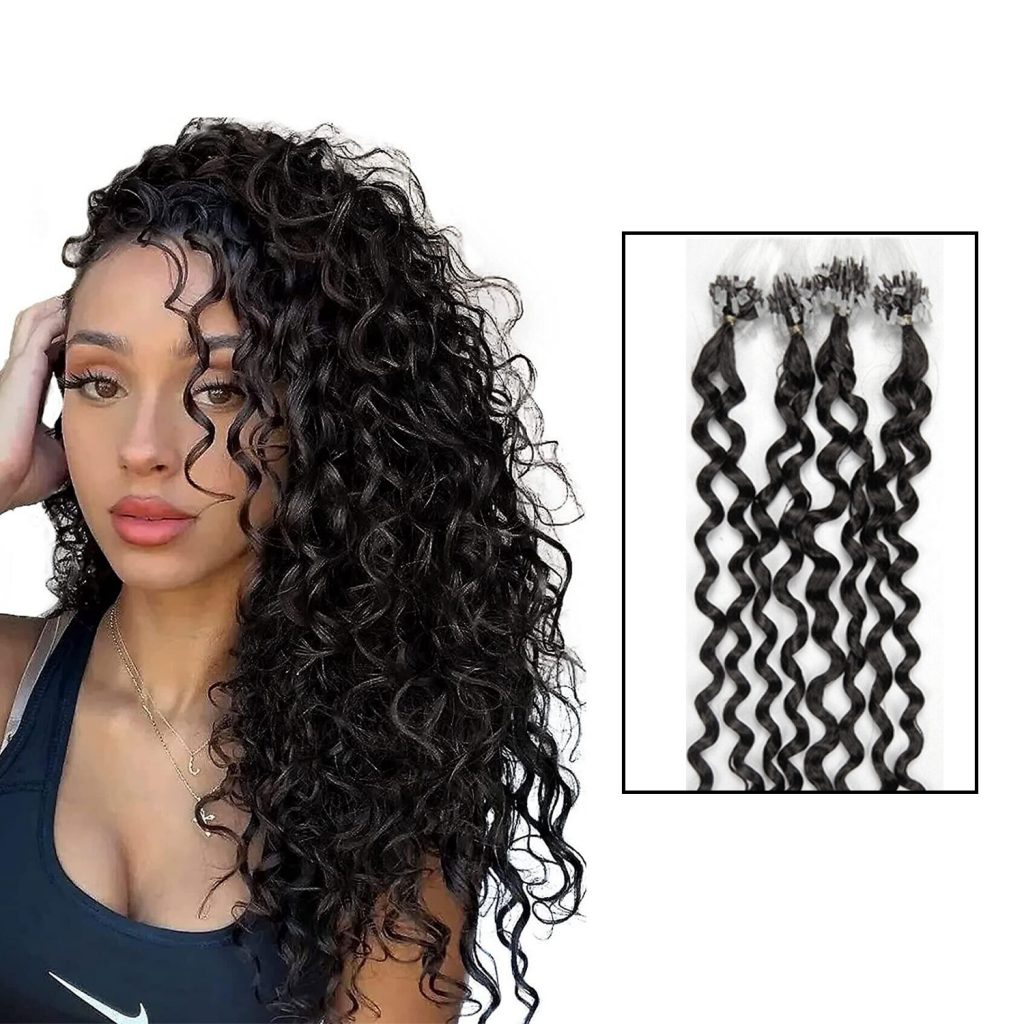 Micro Loop Curly Hair Extensions Natural Black 1b Buy Micro Loop